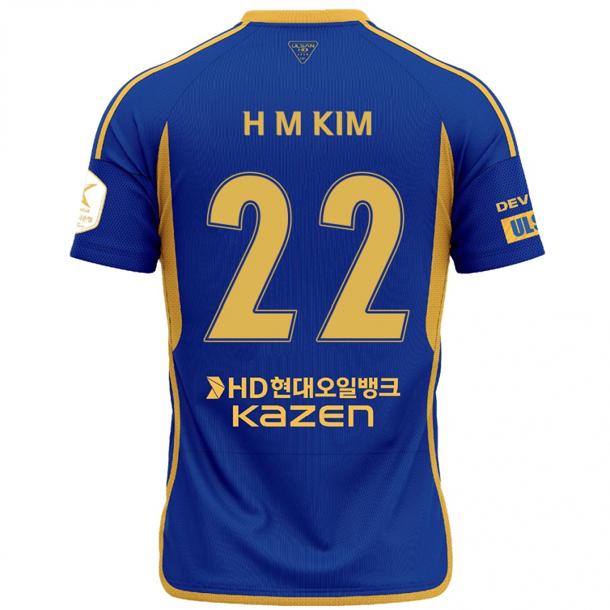 Gyermek Labdarúgás Min-Hyuk Kim #22 Kék Sárga Hazai Jersey 2024/25 Mez Póló Ing