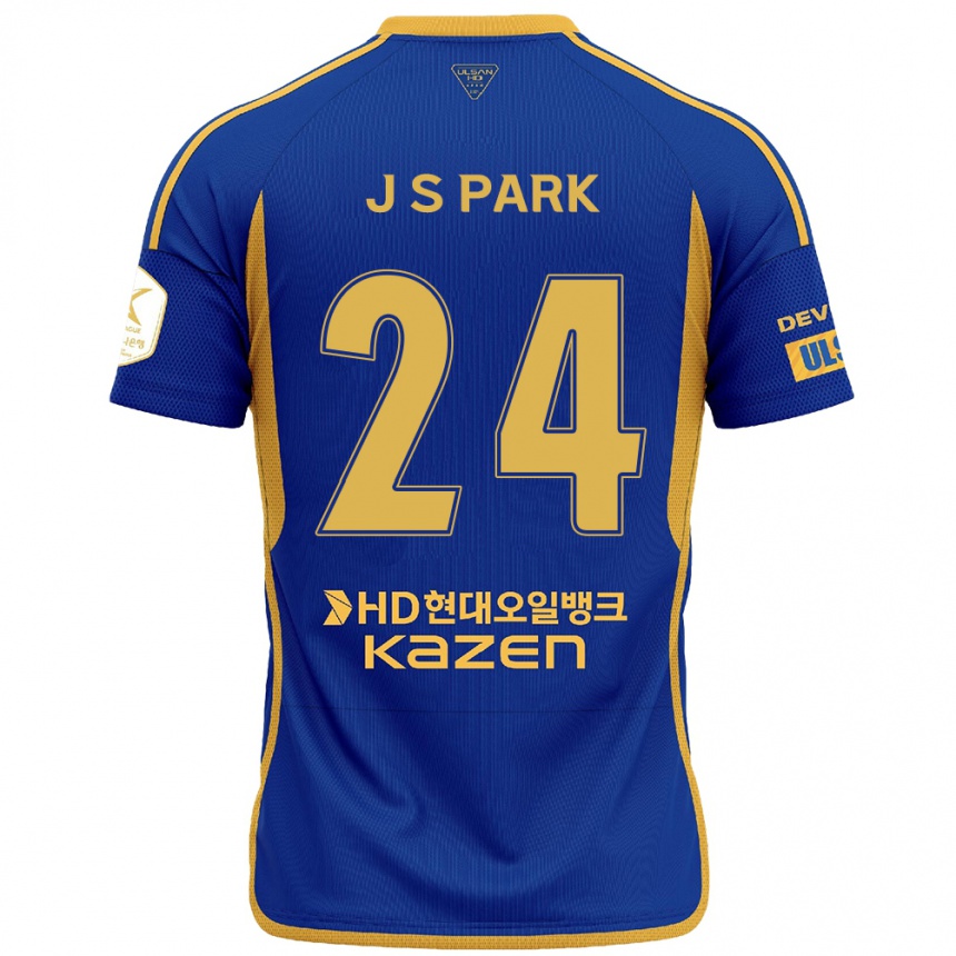 Gyermek Labdarúgás Sang-Jun Park #24 Kék Sárga Hazai Jersey 2024/25 Mez Póló Ing