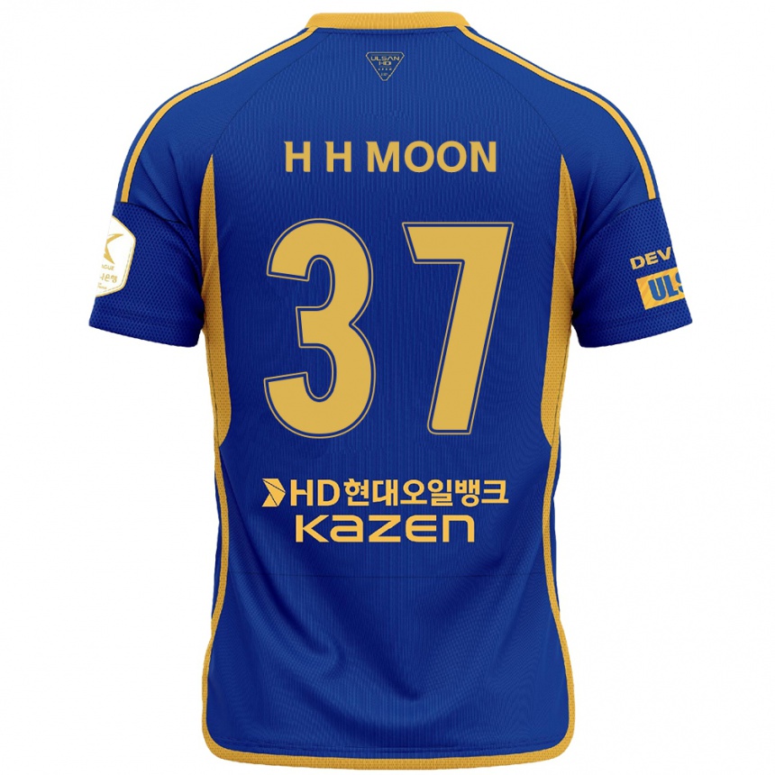 Gyermek Labdarúgás Hyeon-Ho Moon #37 Kék Sárga Hazai Jersey 2024/25 Mez Póló Ing