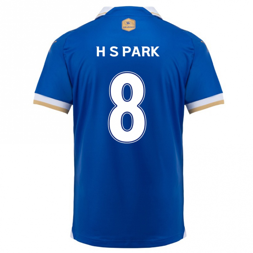 Gyermek Labdarúgás Sang-Hyeok Park #8 Kék Fehér Hazai Jersey 2024/25 Mez Póló Ing