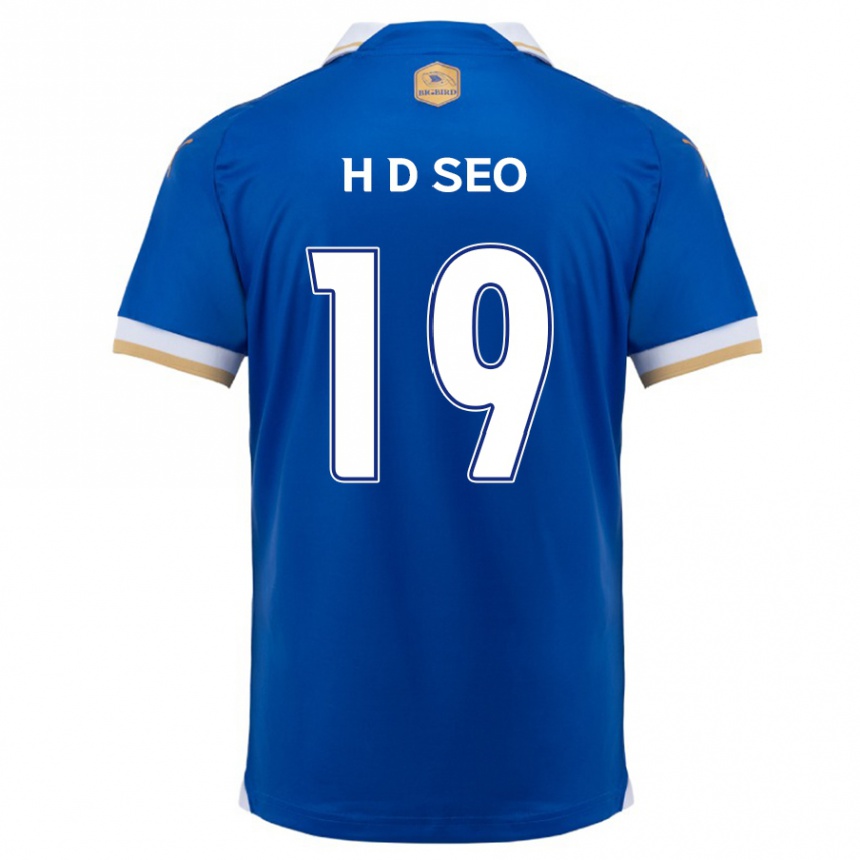 Gyermek Labdarúgás Dong-Han Seo #19 Kék Fehér Hazai Jersey 2024/25 Mez Póló Ing