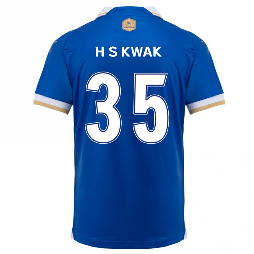 Gyermek Labdarúgás Sung-Hoon Kwak #35 Kék Fehér Hazai Jersey 2024/25 Mez Póló Ing