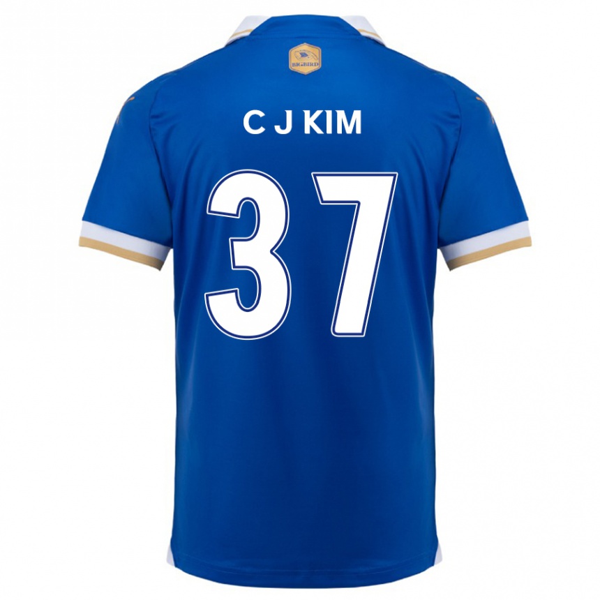 Gyermek Labdarúgás Joo-Chan Kim #37 Kék Fehér Hazai Jersey 2024/25 Mez Póló Ing