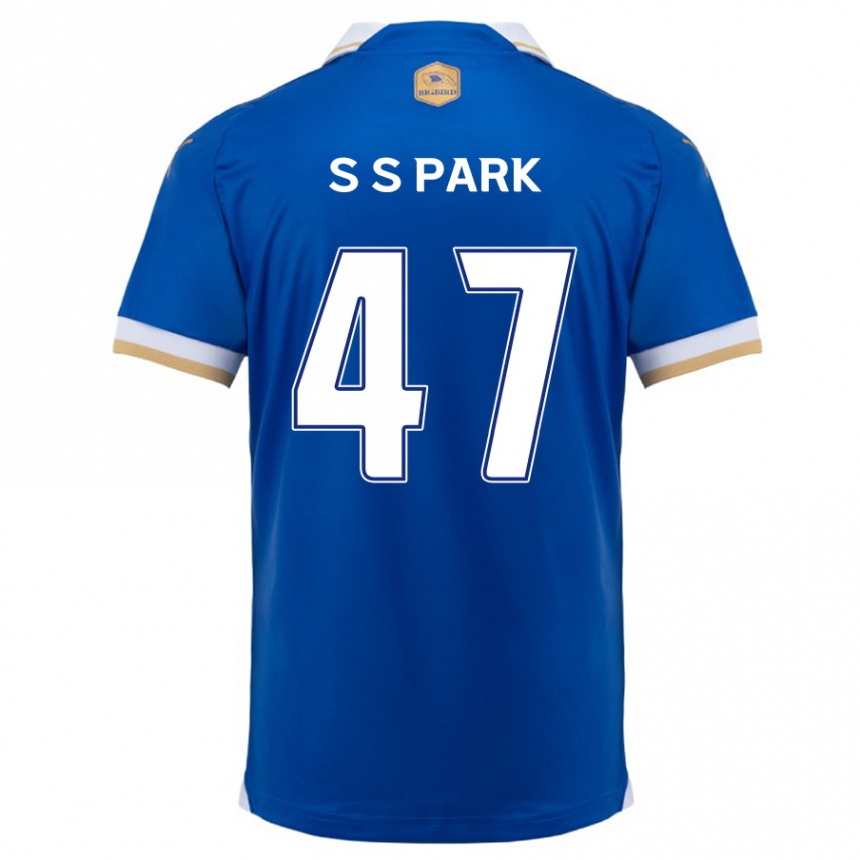 Gyermek Labdarúgás Seung-Soo Park #47 Kék Fehér Hazai Jersey 2024/25 Mez Póló Ing