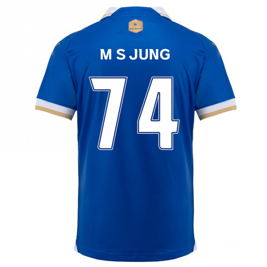 Gyermek Labdarúgás Sung-Min Jung #74 Kék Fehér Hazai Jersey 2024/25 Mez Póló Ing