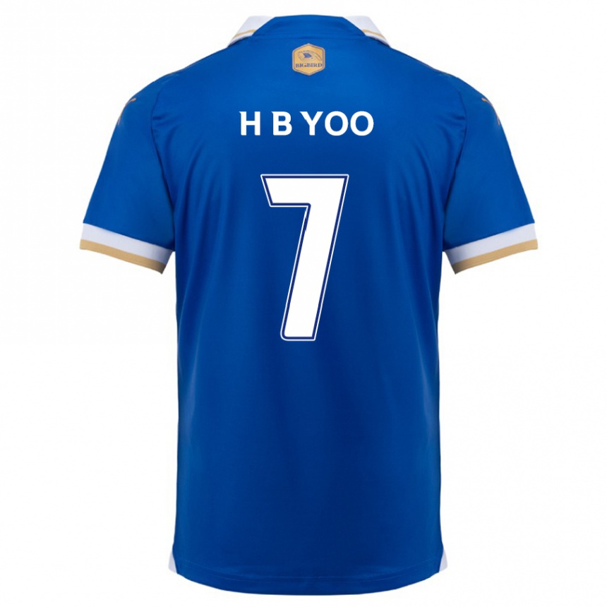 Gyermek Labdarúgás Byung-Heon Yoo #7 Kék Fehér Hazai Jersey 2024/25 Mez Póló Ing