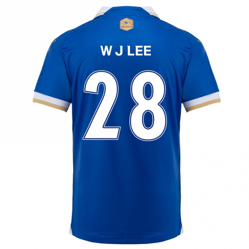 Gyermek Labdarúgás Jun-Woo Lee #28 Kék Fehér Hazai Jersey 2024/25 Mez Póló Ing