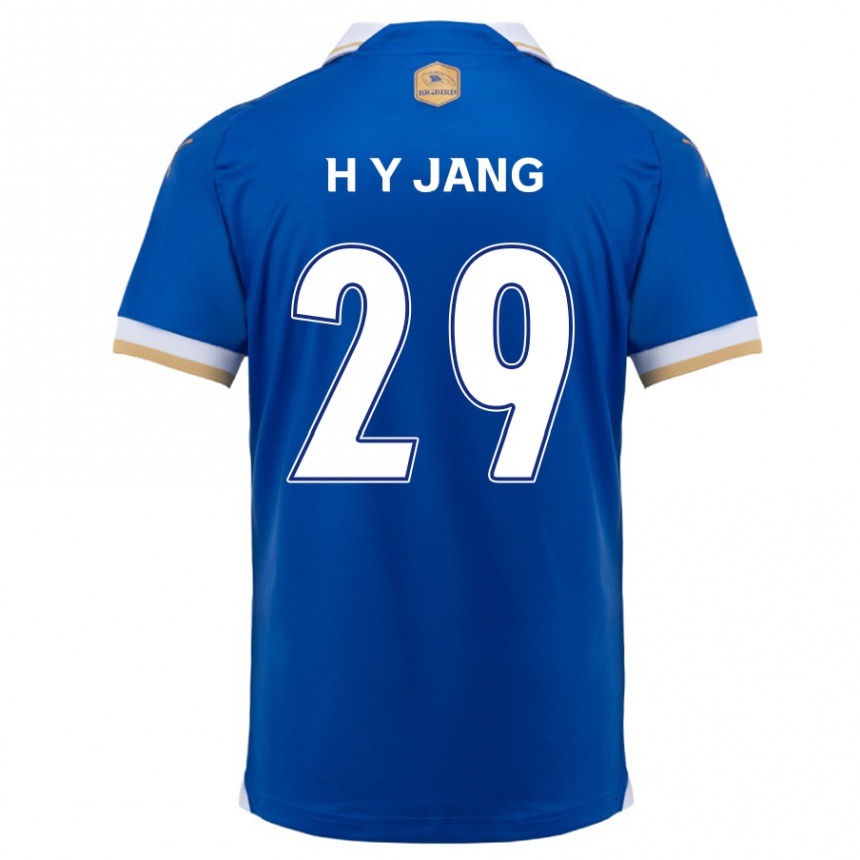 Gyermek Labdarúgás Yo-Han Jang #29 Kék Fehér Hazai Jersey 2024/25 Mez Póló Ing