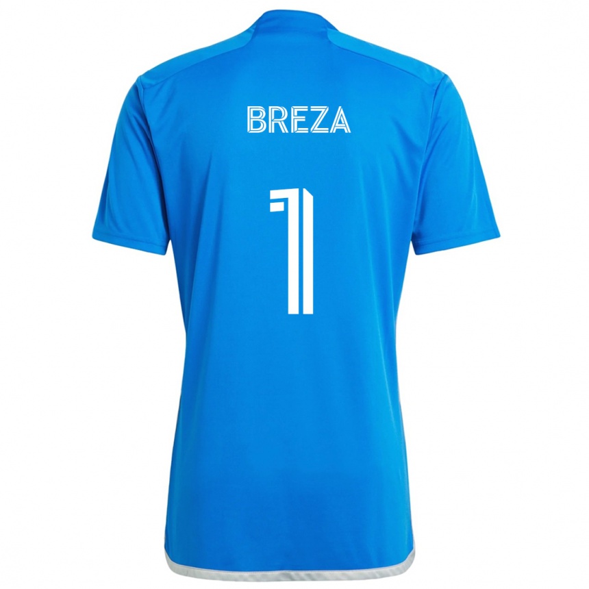 Gyermek Labdarúgás Sebastian Breza #1 Kék Fehér Hazai Jersey 2024/25 Mez Póló Ing