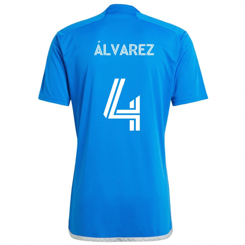 Gyermek Labdarúgás Fernando Álvarez #4 Kék Fehér Hazai Jersey 2024/25 Mez Póló Ing