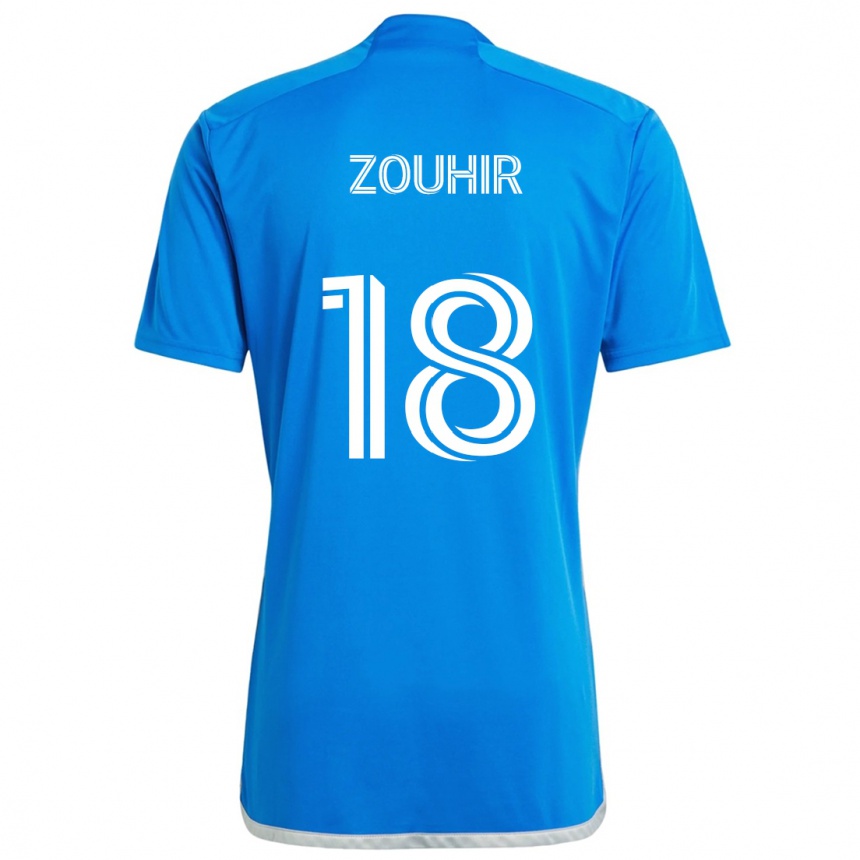 Gyermek Labdarúgás Rida Zouhir #18 Kék Fehér Hazai Jersey 2024/25 Mez Póló Ing