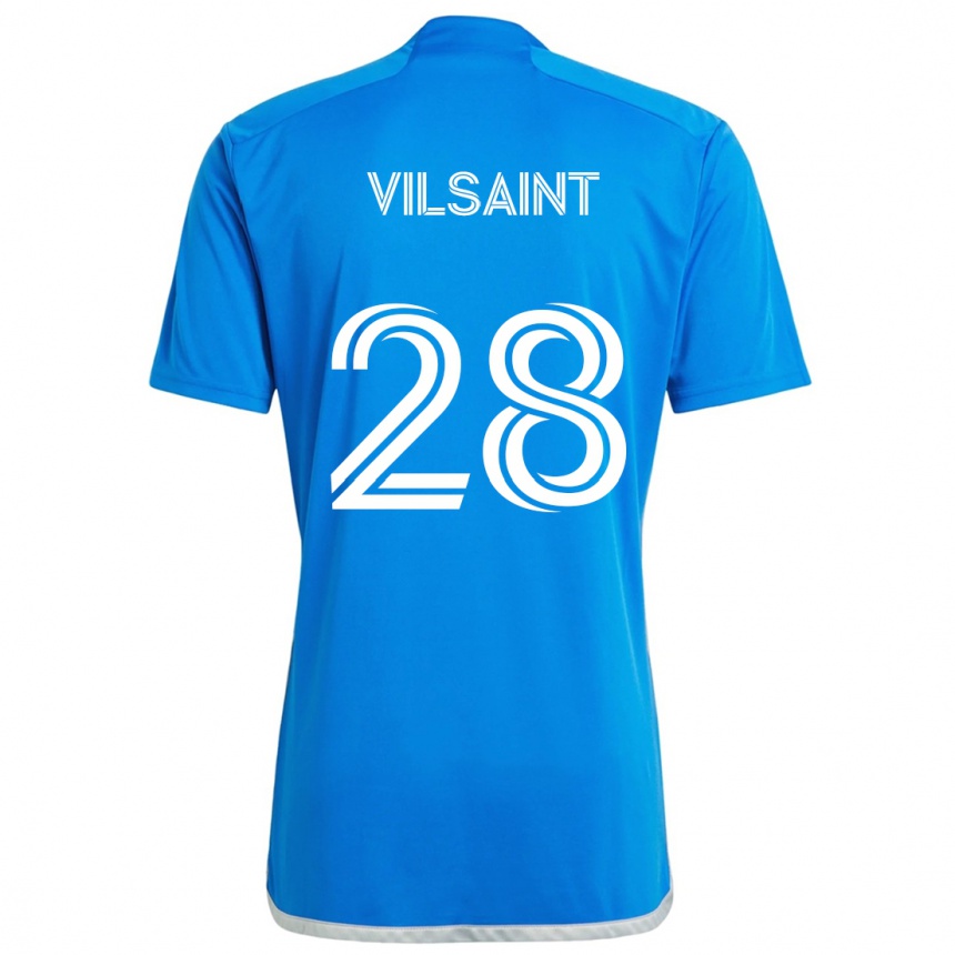 Gyermek Labdarúgás Jules-Anthony Vilsaint #28 Kék Fehér Hazai Jersey 2024/25 Mez Póló Ing