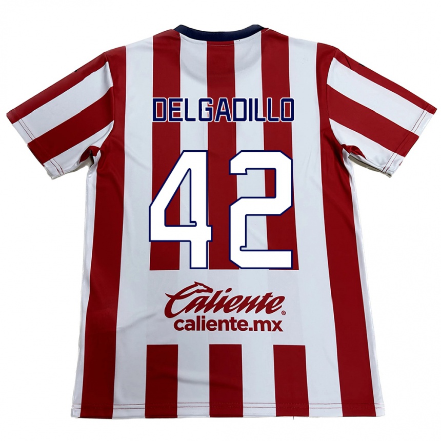 Gyermek Labdarúgás Diego Delgadillo #42 Piros Fehér Hazai Jersey 2024/25 Mez Póló Ing