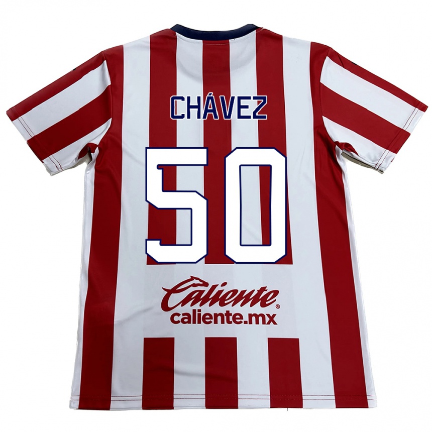 Gyermek Labdarúgás Mateo Chávez #50 Piros Fehér Hazai Jersey 2024/25 Mez Póló Ing