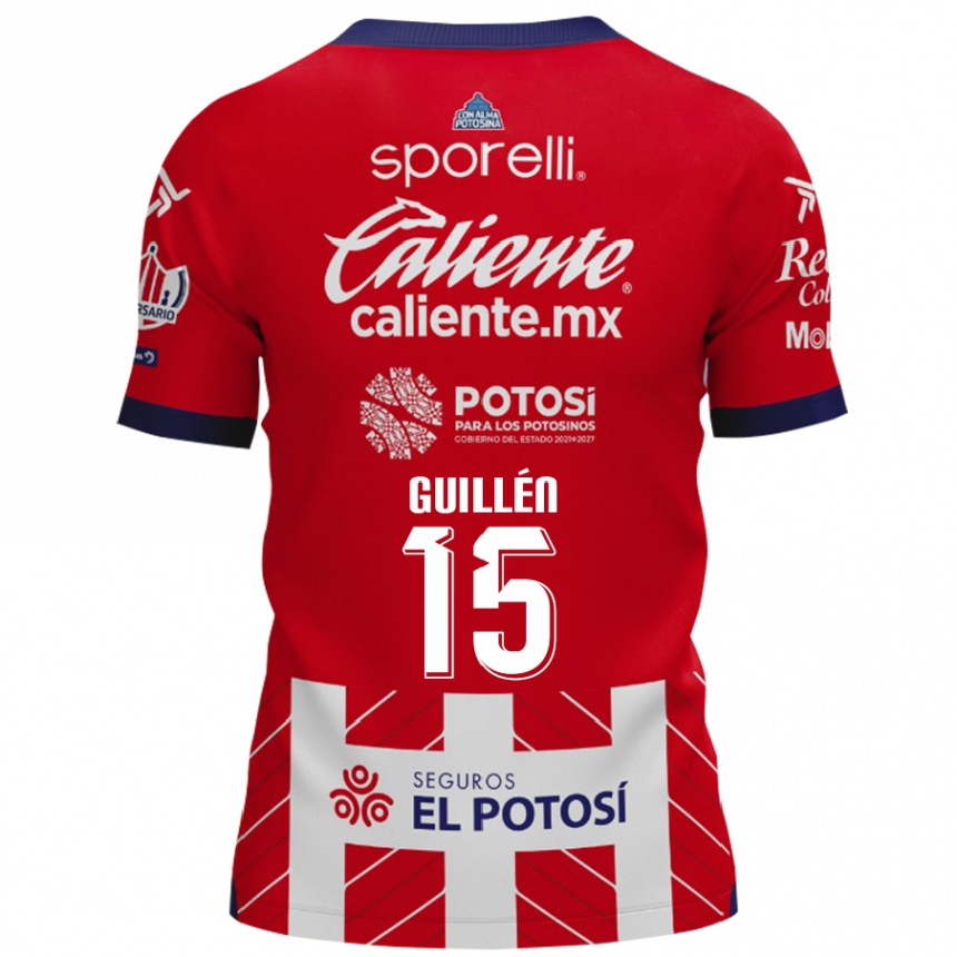 Gyermek Labdarúgás Daniel Guillén #15 Piros Fehér Hazai Jersey 2024/25 Mez Póló Ing