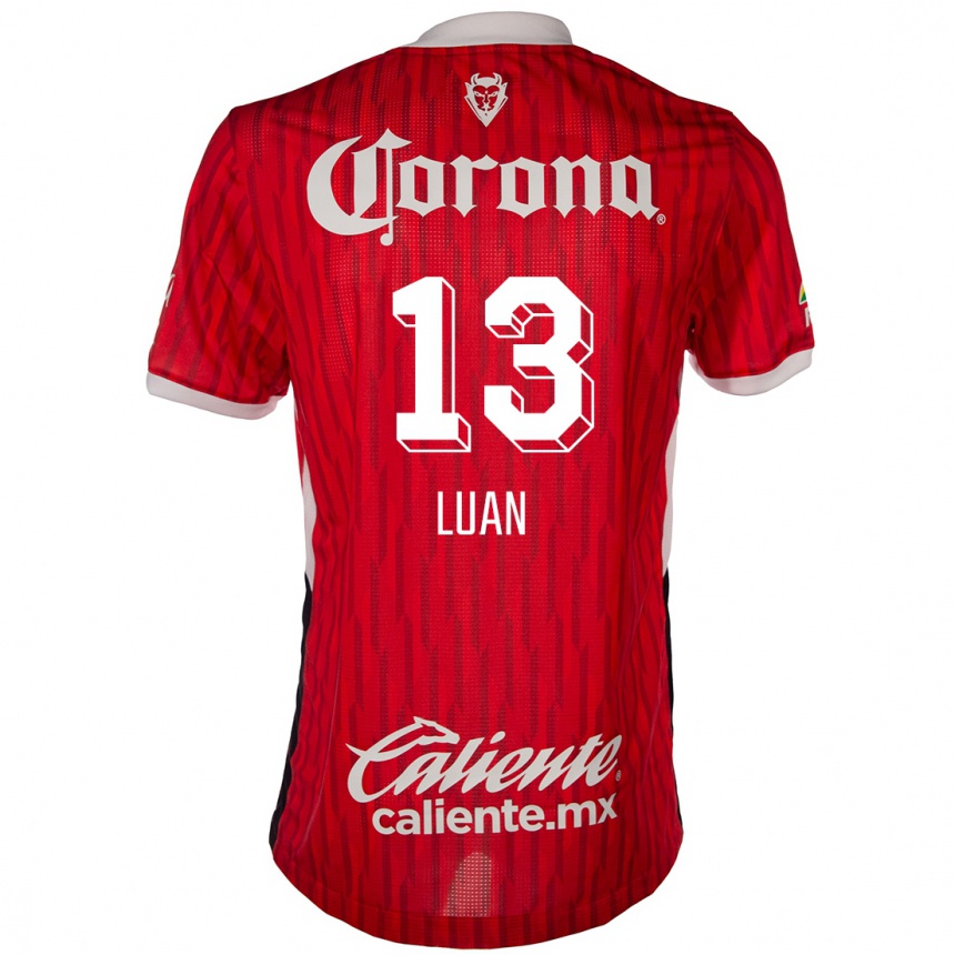 Gyermek Labdarúgás Luan #13 Piros Fehér Hazai Jersey 2024/25 Mez Póló Ing