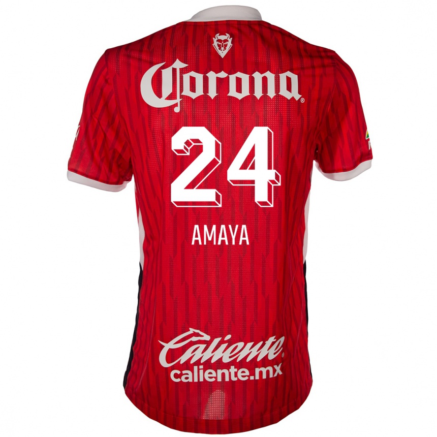 Gyermek Labdarúgás Frankie Amaya #24 Piros Fehér Hazai Jersey 2024/25 Mez Póló Ing