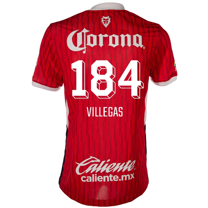 Gyermek Labdarúgás Abraham Villegas #184 Piros Fehér Hazai Jersey 2024/25 Mez Póló Ing