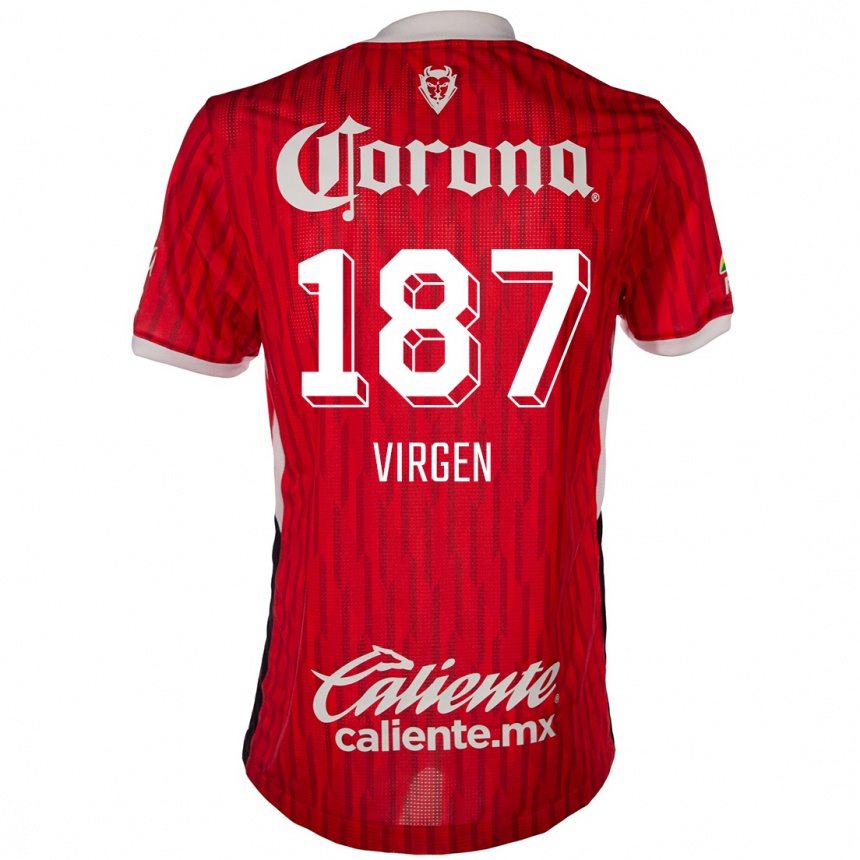 Gyermek Labdarúgás Oswaldo Virgen #187 Piros Fehér Hazai Jersey 2024/25 Mez Póló Ing