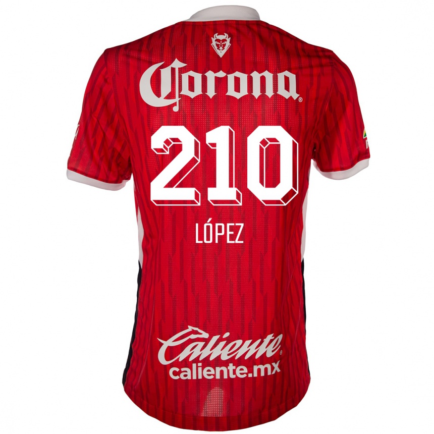 Gyermek Labdarúgás Juan López #210 Piros Fehér Hazai Jersey 2024/25 Mez Póló Ing