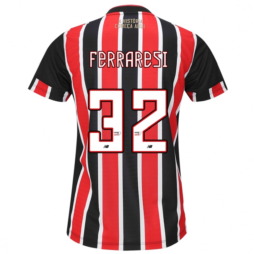 Gyermek Labdarúgás Nahuel Ferraresi #32 Fekete Piros Fehér Idegenbeli Jersey 2024/25 Mez Póló Ing