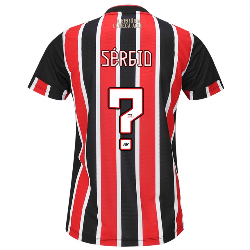 Gyermek Labdarúgás Paulo Sérgio #0 Fekete Piros Fehér Idegenbeli Jersey 2024/25 Mez Póló Ing