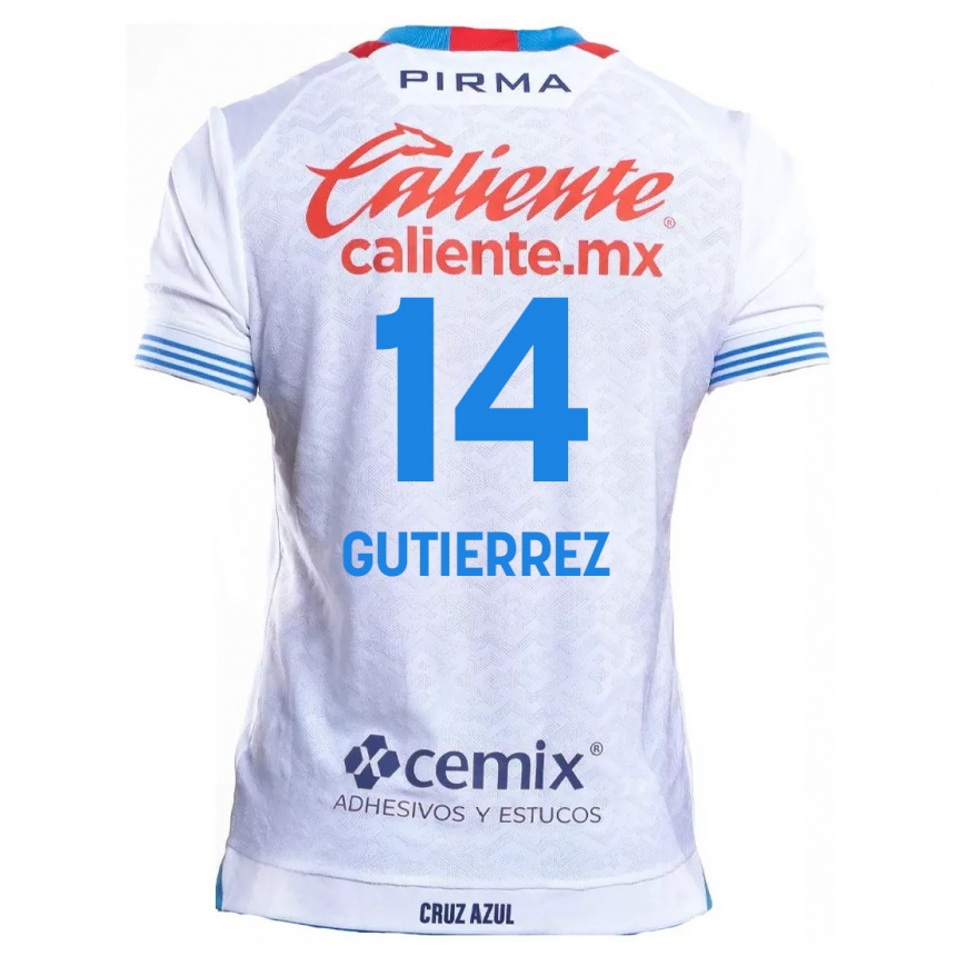 Gyermek Labdarúgás Alexis Gutiérrez #14 Fehér Kék Idegenbeli Jersey 2024/25 Mez Póló Ing