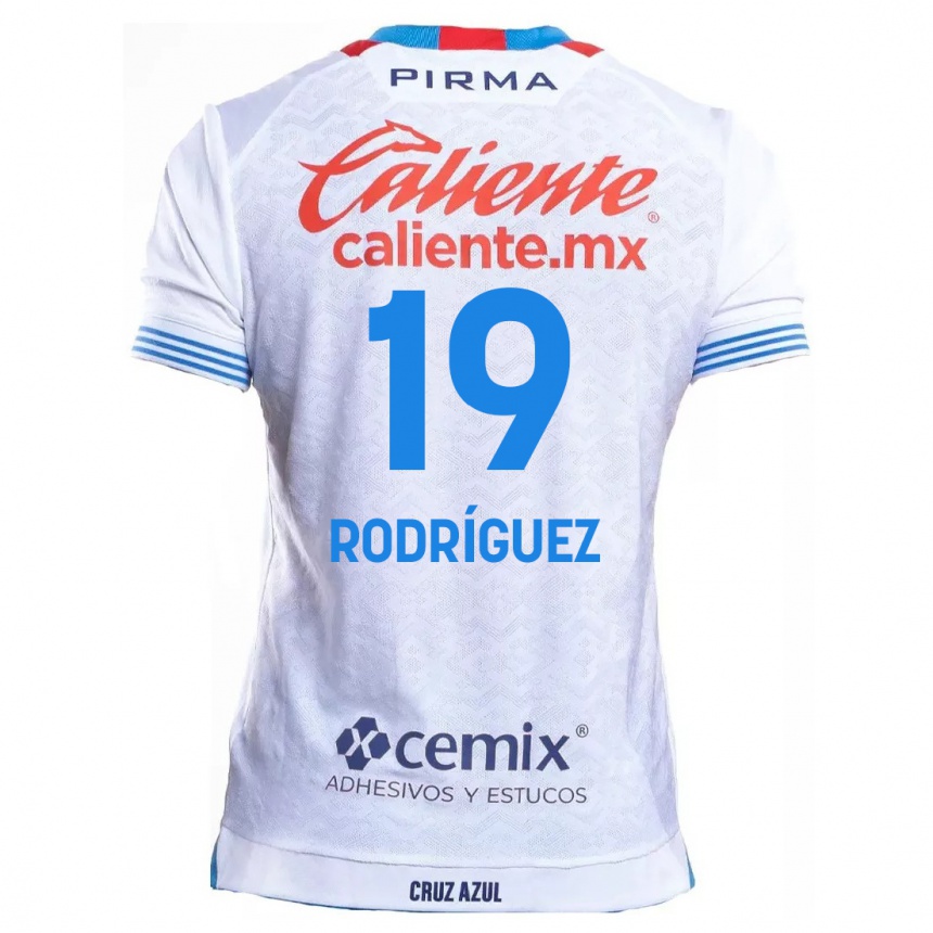 Gyermek Labdarúgás Carlos Rodríguez #19 Fehér Kék Idegenbeli Jersey 2024/25 Mez Póló Ing