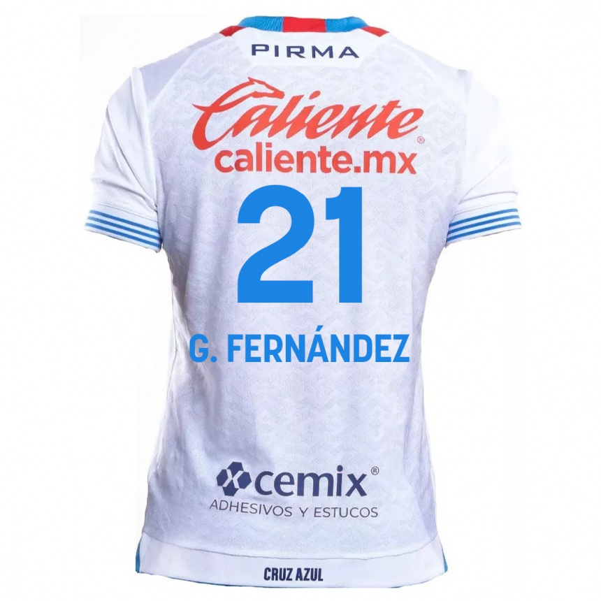 Gyermek Labdarúgás Gabriel Fernández #21 Fehér Kék Idegenbeli Jersey 2024/25 Mez Póló Ing