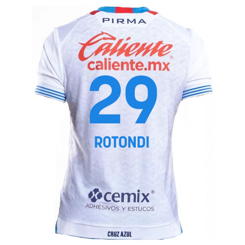 Gyermek Labdarúgás Carlos Rotondi #29 Fehér Kék Idegenbeli Jersey 2024/25 Mez Póló Ing