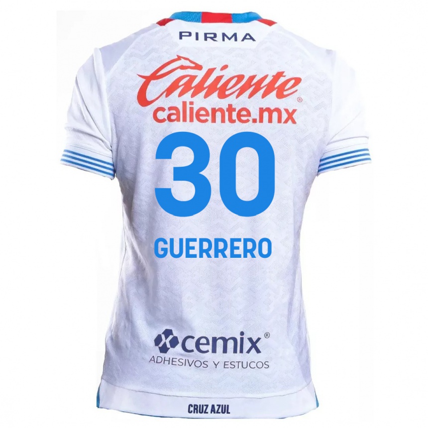 Gyermek Labdarúgás Rafael Guerrero #30 Fehér Kék Idegenbeli Jersey 2024/25 Mez Póló Ing