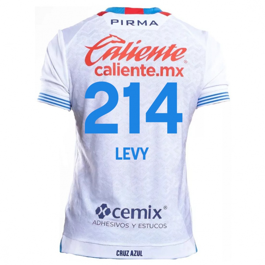 Gyermek Labdarúgás Mateo Levy #214 Fehér Kék Idegenbeli Jersey 2024/25 Mez Póló Ing