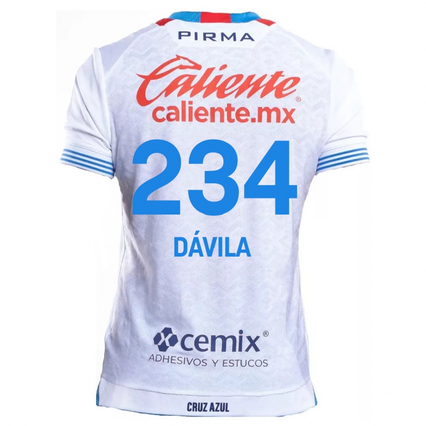 Gyermek Labdarúgás Emilio Dávila #234 Fehér Kék Idegenbeli Jersey 2024/25 Mez Póló Ing