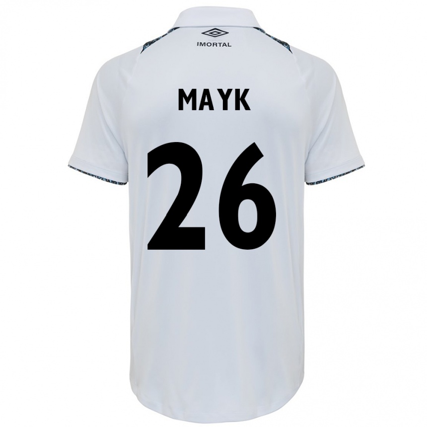 Gyermek Labdarúgás Mayk #26 Fehér Kék Idegenbeli Jersey 2024/25 Mez Póló Ing