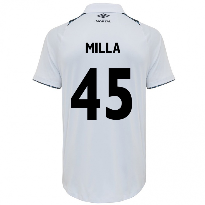 Gyermek Labdarúgás Lucas Milla #45 Fehér Kék Idegenbeli Jersey 2024/25 Mez Póló Ing