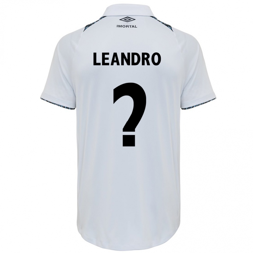 Gyermek Labdarúgás Leandro #0 Fehér Kék Idegenbeli Jersey 2024/25 Mez Póló Ing