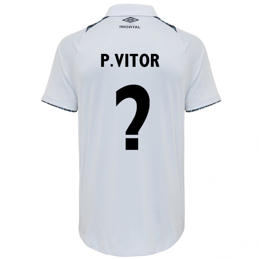 Gyermek Labdarúgás Pedro Vitor #0 Fehér Kék Idegenbeli Jersey 2024/25 Mez Póló Ing