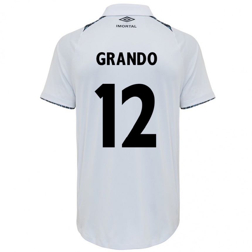 Gyermek Labdarúgás Gabriel Grando #12 Fehér Kék Idegenbeli Jersey 2024/25 Mez Póló Ing