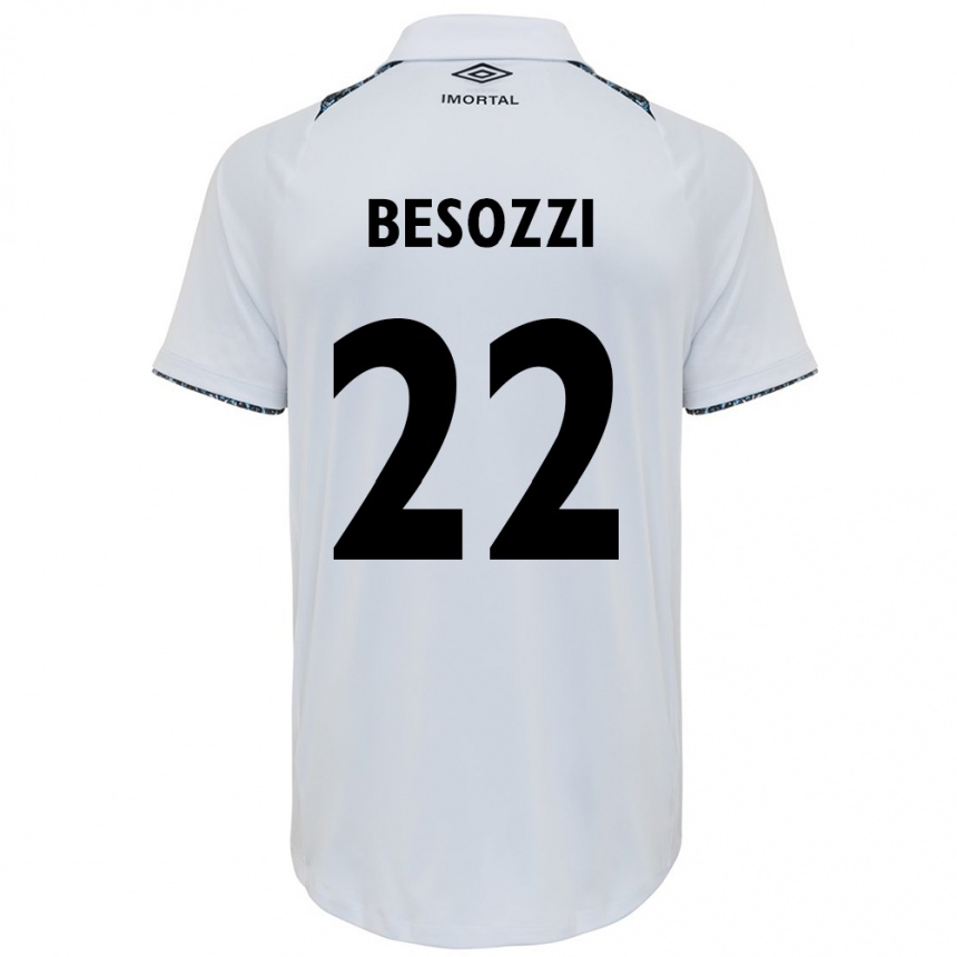 Gyermek Labdarúgás Lucas Besozzi #22 Fehér Kék Idegenbeli Jersey 2024/25 Mez Póló Ing