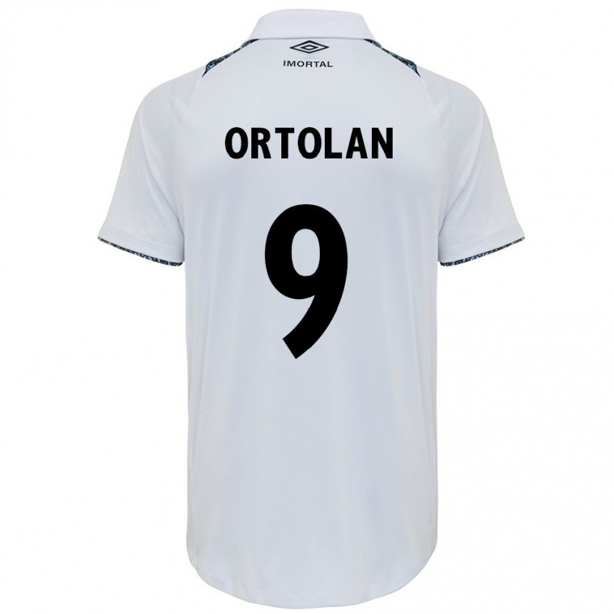 Gyermek Labdarúgás Dani Ortolan #9 Fehér Kék Idegenbeli Jersey 2024/25 Mez Póló Ing