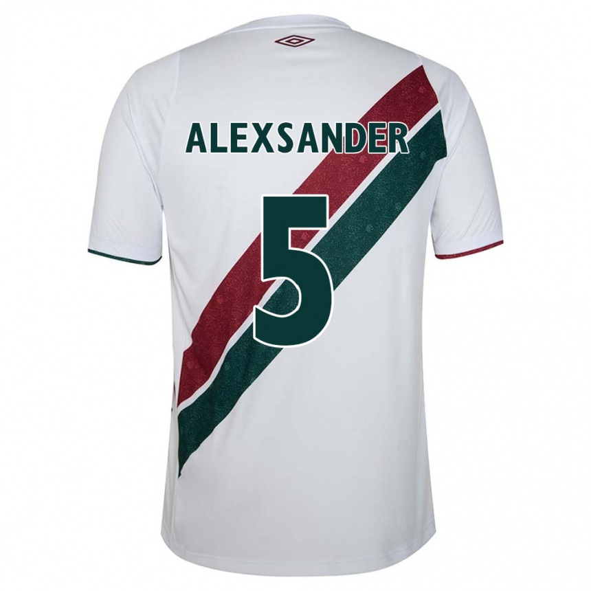 Gyermek Labdarúgás Alexsander #5 Fehér Zöld Barna Idegenbeli Jersey 2024/25 Mez Póló Ing