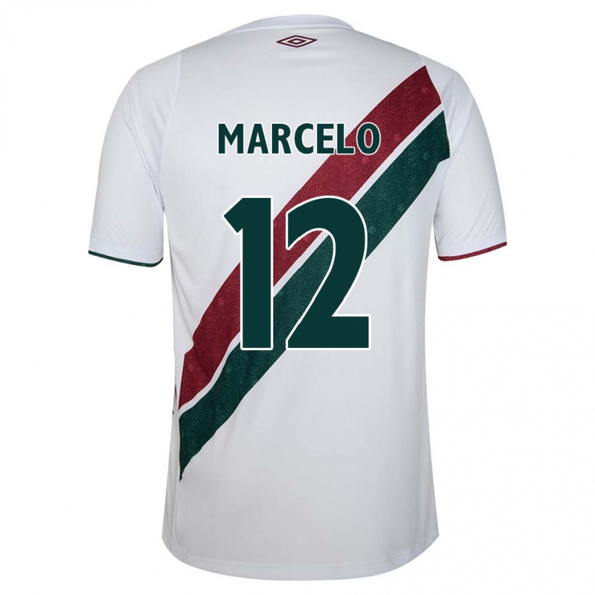 Gyermek Labdarúgás Marcelo #12 Fehér Zöld Barna Idegenbeli Jersey 2024/25 Mez Póló Ing