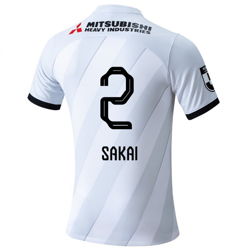 Gyermek Labdarúgás Hiroki Sakai #2 Fehér Szürke Idegenbeli Jersey 2024/25 Mez Póló Ing