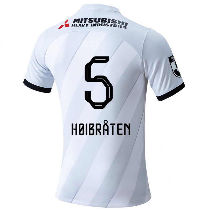 Gyermek Labdarúgás Marius Høibråten #5 Fehér Szürke Idegenbeli Jersey 2024/25 Mez Póló Ing