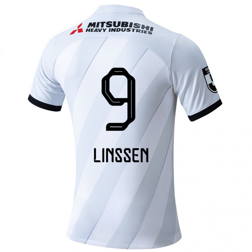 Gyermek Labdarúgás Bryan Linssen #9 Fehér Szürke Idegenbeli Jersey 2024/25 Mez Póló Ing