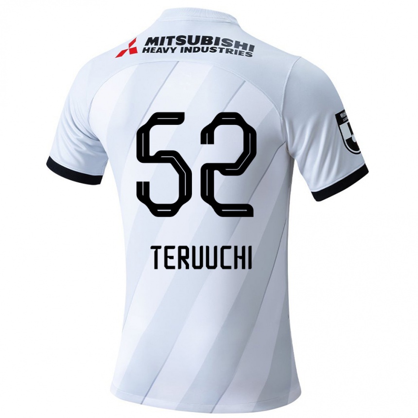 Gyermek Labdarúgás Toshikazu Teruuchi #52 Fehér Szürke Idegenbeli Jersey 2024/25 Mez Póló Ing