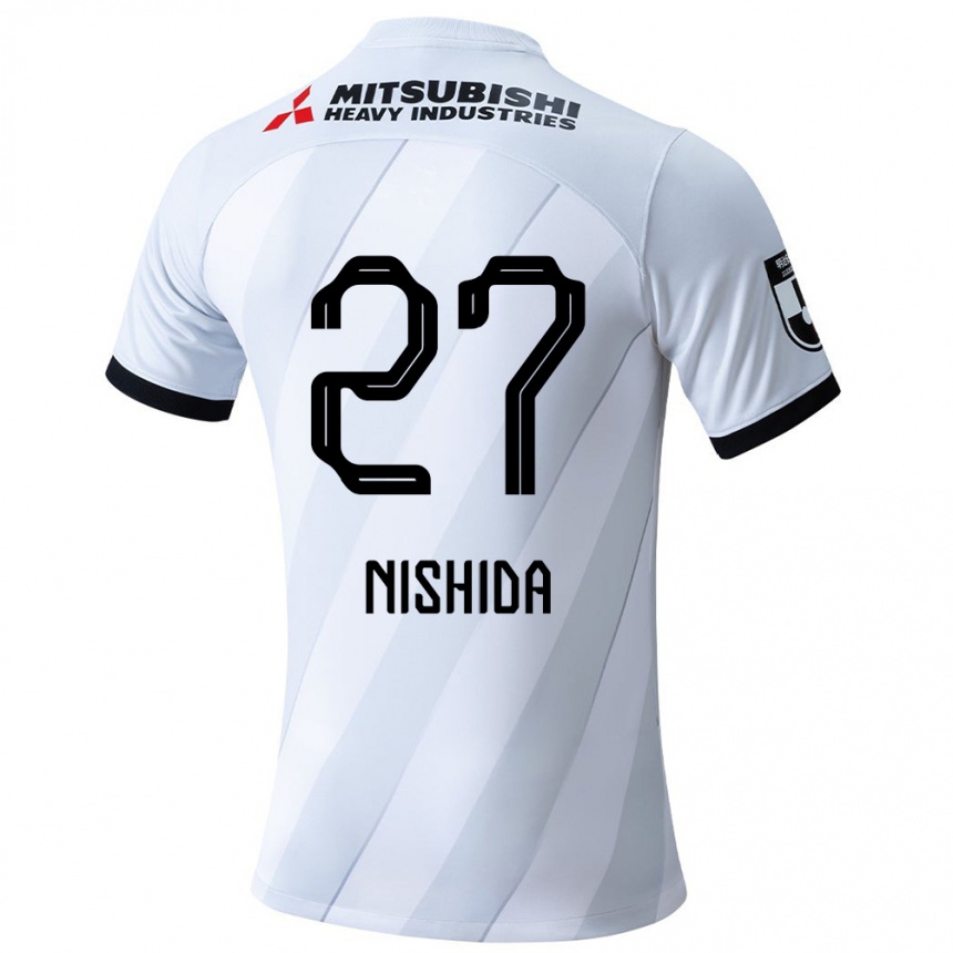 Gyermek Labdarúgás Haruto Nishida #27 Fehér Szürke Idegenbeli Jersey 2024/25 Mez Póló Ing