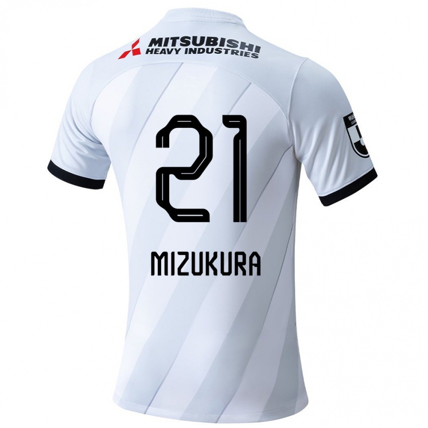 Gyermek Labdarúgás Kei Mizukura #21 Fehér Szürke Idegenbeli Jersey 2024/25 Mez Póló Ing