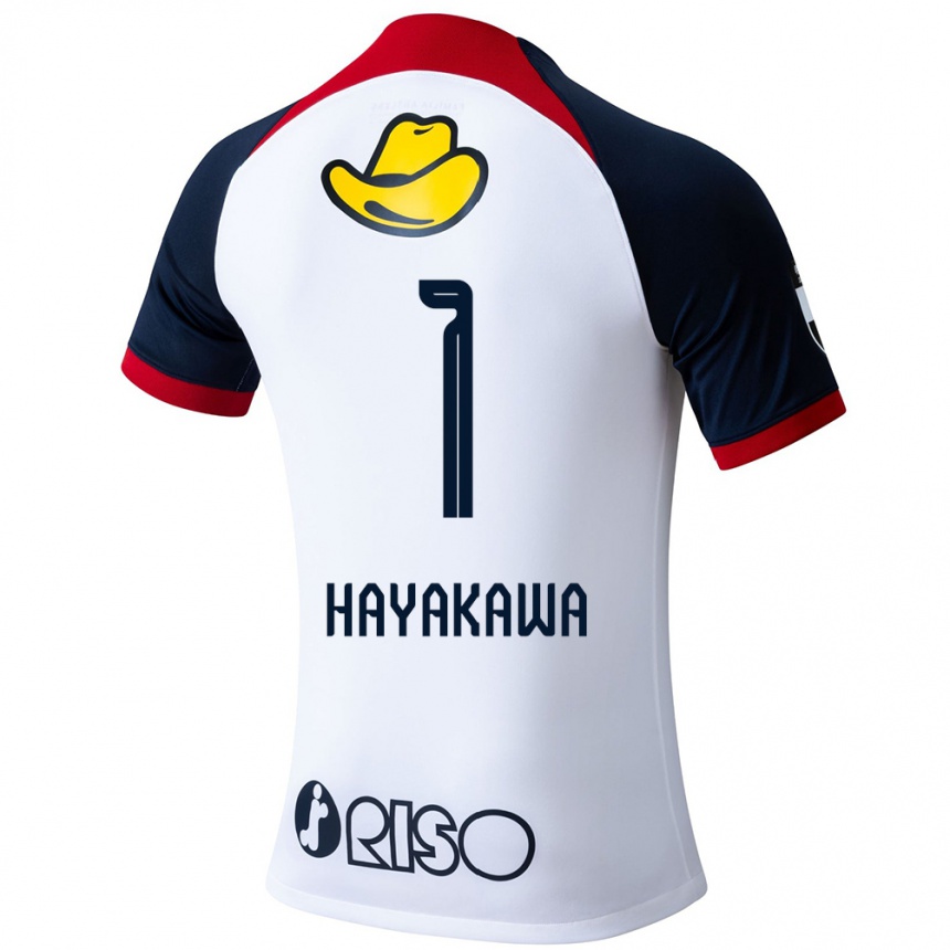 Gyermek Labdarúgás Tomoki Hayakawa #1 Fehér Kék Piros Idegenbeli Jersey 2024/25 Mez Póló Ing