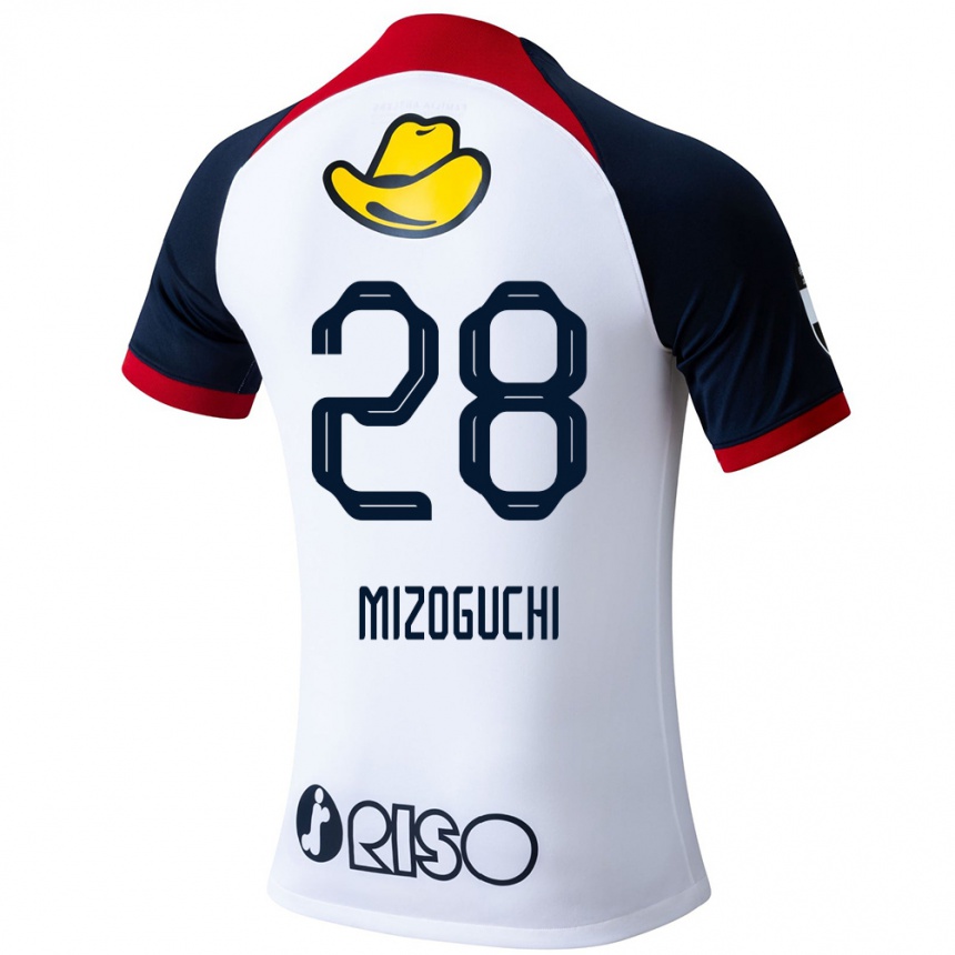 Gyermek Labdarúgás Shuhei Mizoguchi #28 Fehér Kék Piros Idegenbeli Jersey 2024/25 Mez Póló Ing